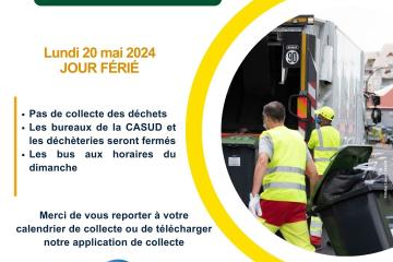 Lundi 20 Mai jour férié
